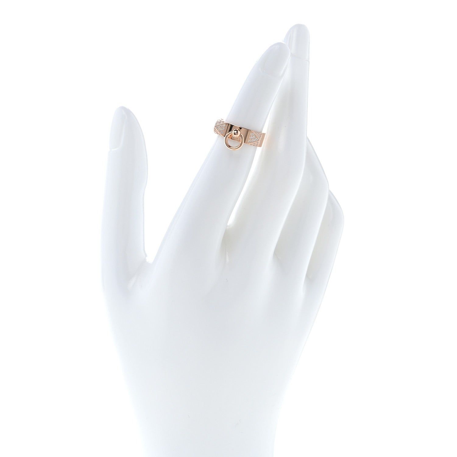Hermes 18K Rose Gold Diamond PM Collier de Chien Ring 46 3.75 2 of 5