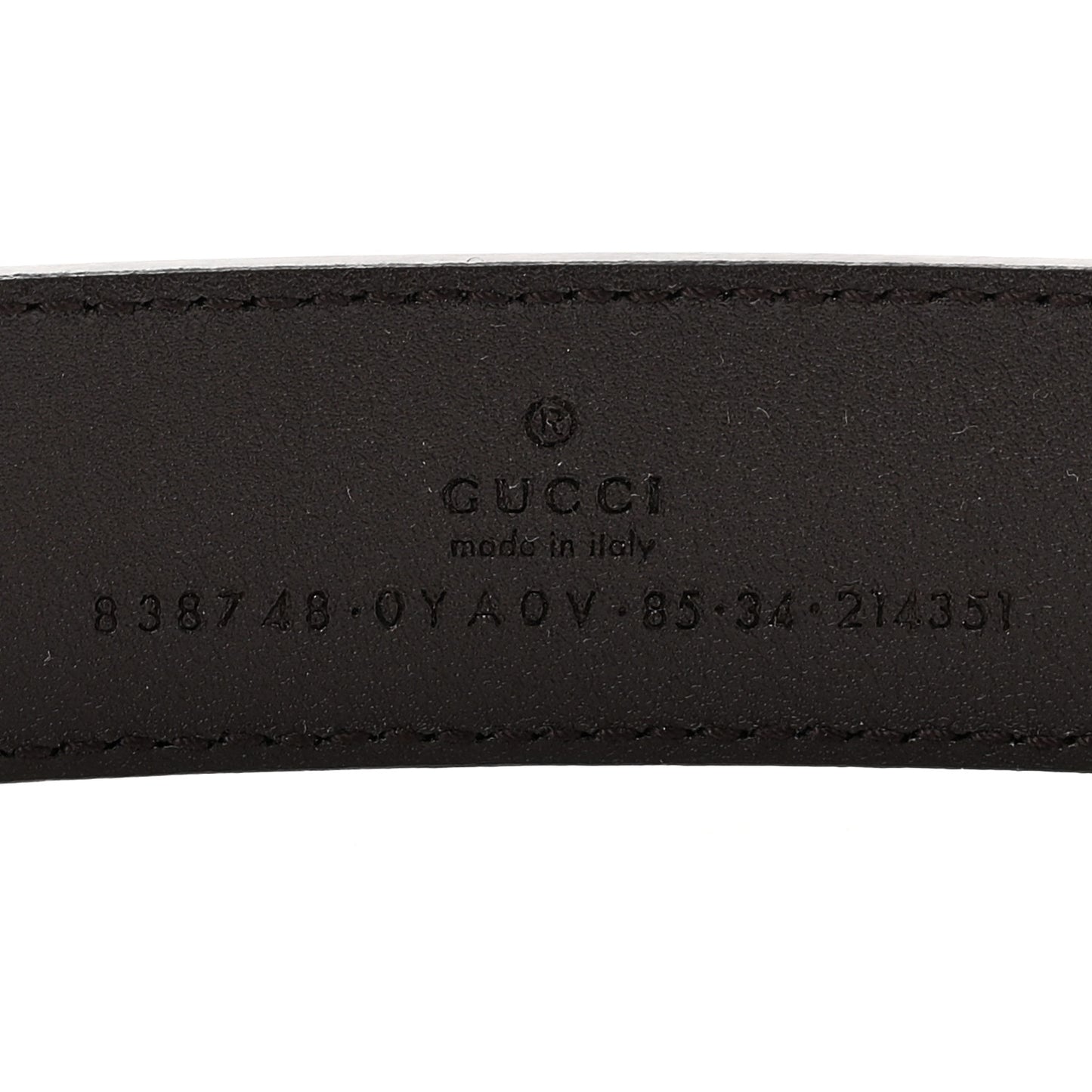 Plutone Calfskin Plaque GG 30mm Belt 85 34 Cocoa