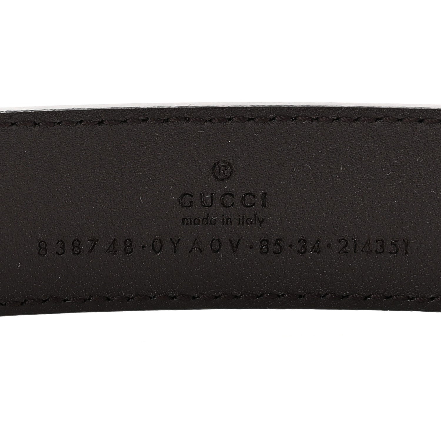 Gucci Plutone Calfskin Plaque GG 30mm Belt 85 34 Cocoa 5 of 5