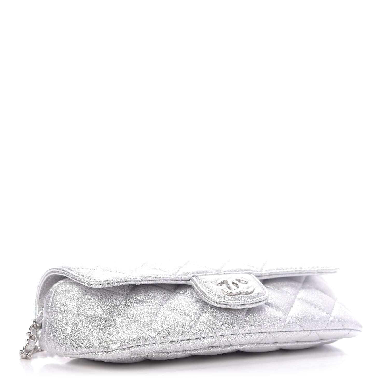 Chanel Metallic Lambskin Quilted Glasses Case With Chain Silver 4 of 11