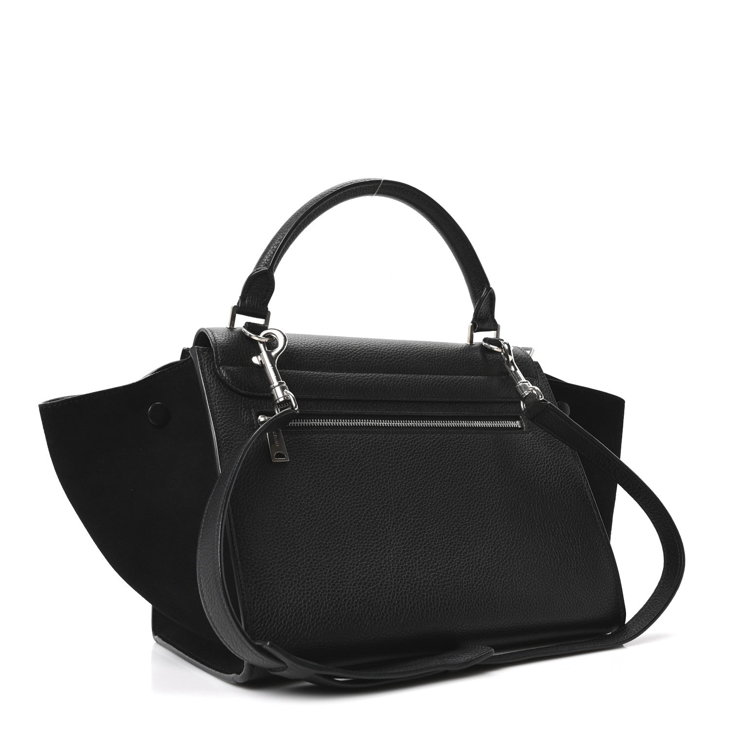 Celine Drummed Calfskin Suede Small Trapeze Black 3 of 10