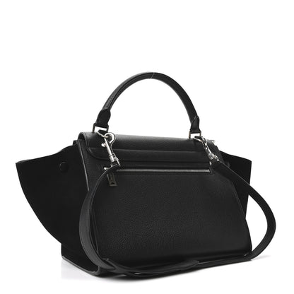 Celine Drummed Calfskin Suede Small Trapeze Black 3 of 10