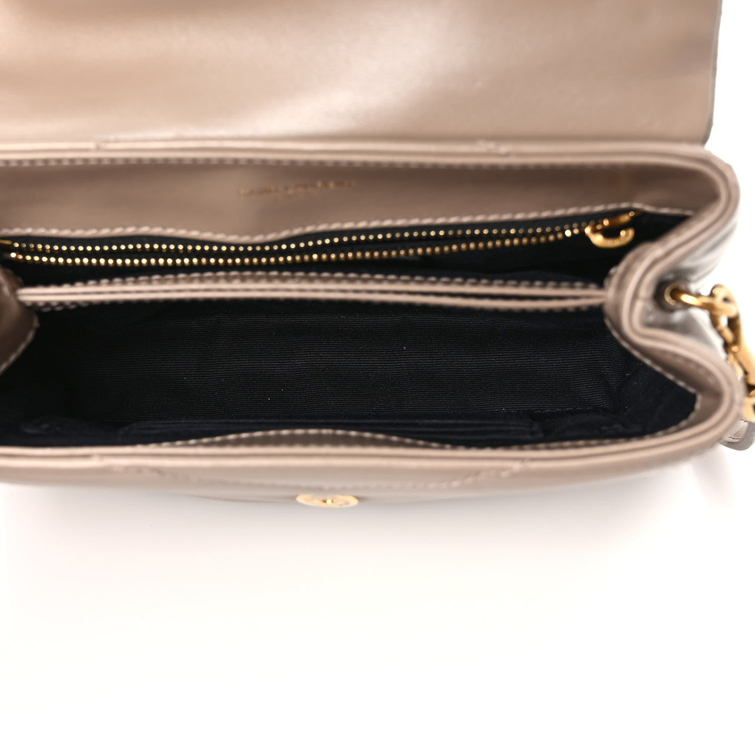 Saint Laurent Calfskin Y Quilted Monogram Toy Loulou Crossbody Bag Dark Beige 5 of 8