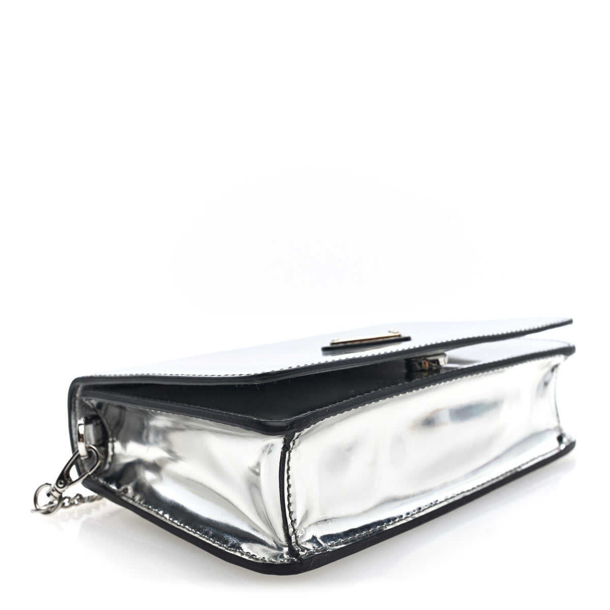 Spazzolato Flap Slide Chain Shoulder Bag Argento Argento