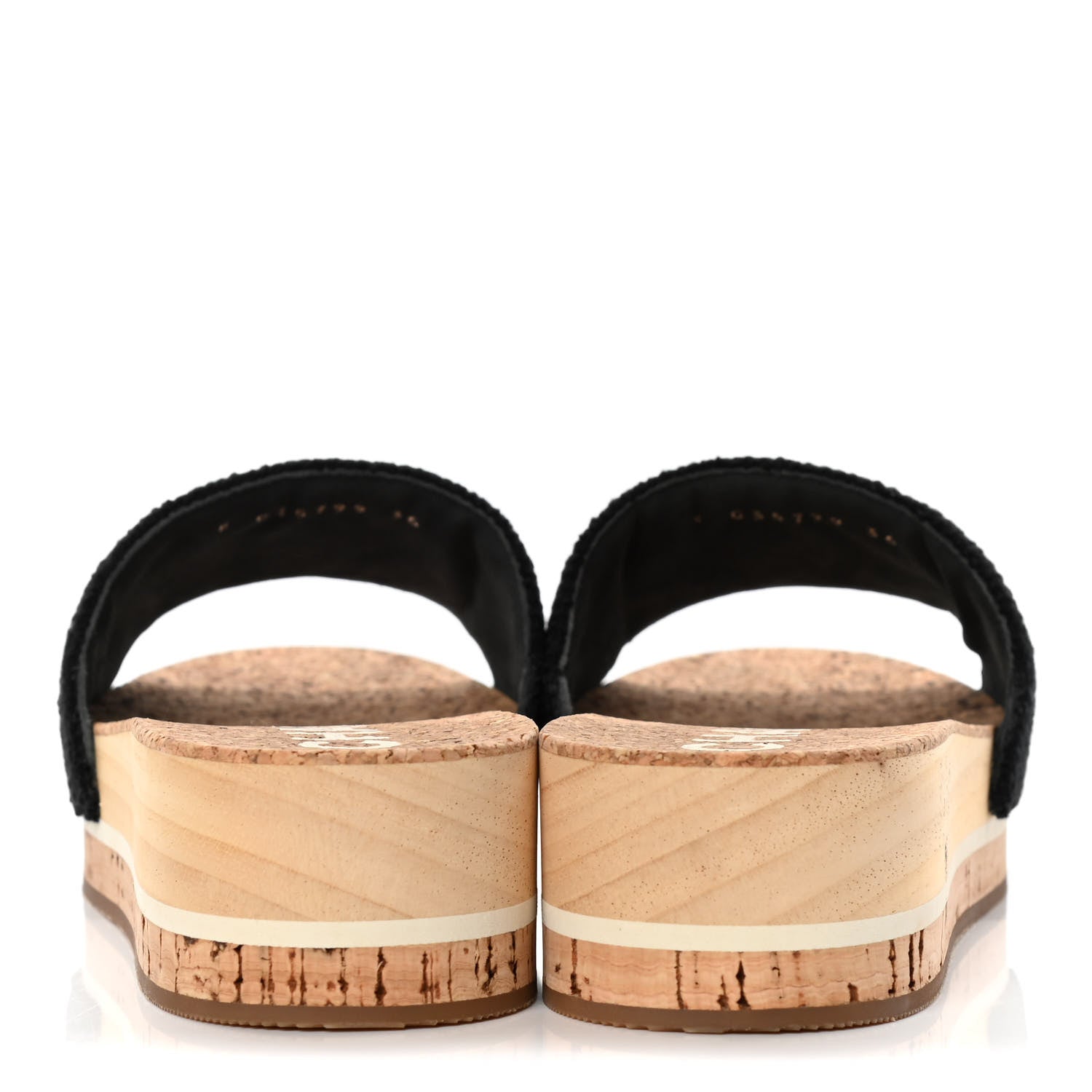 Chanel Tweed Cork CC Mule Sandal 36 Black 6 of 9