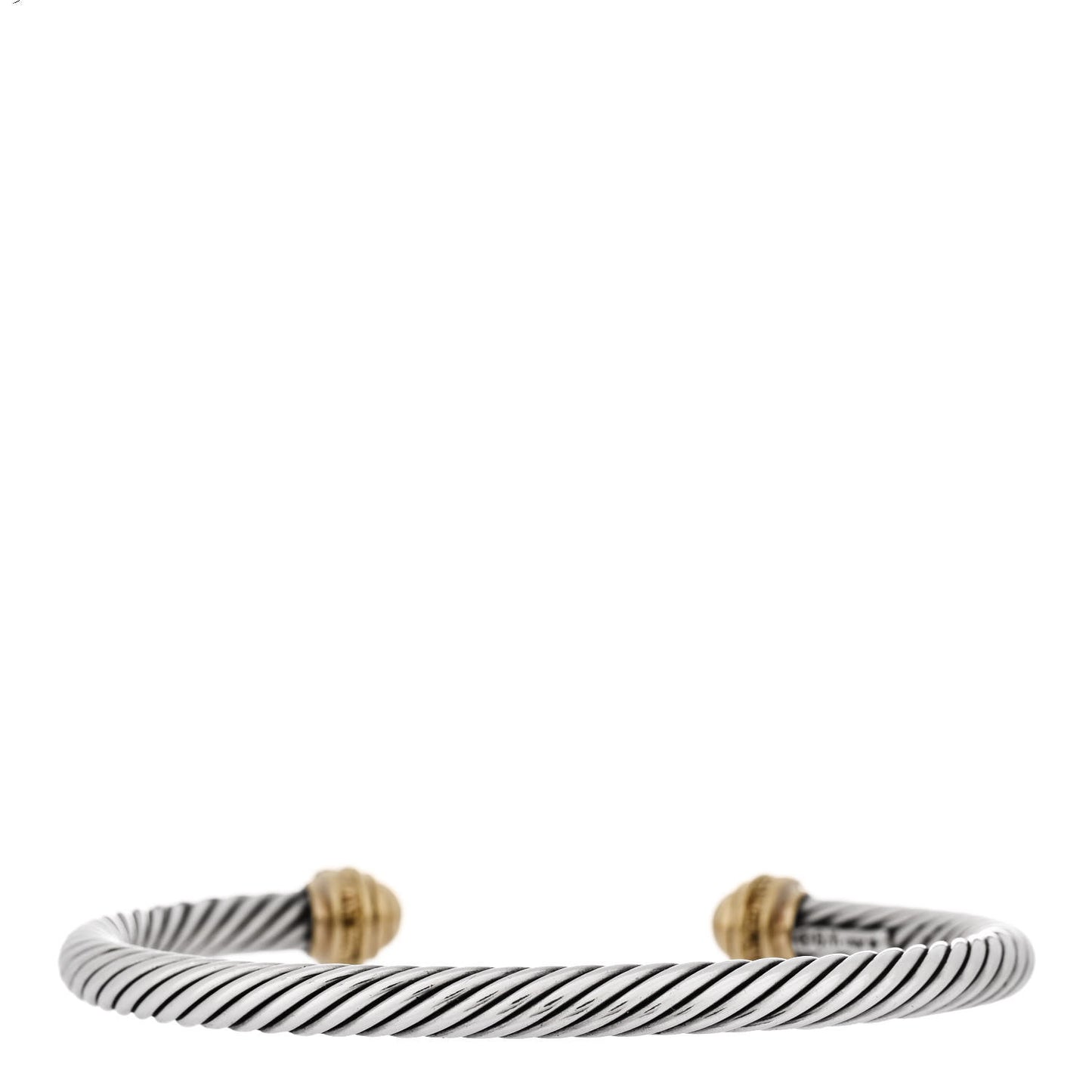 Sterling Silver 18K Yellow Gold Diamond 5mm Cable Classics Bracelet