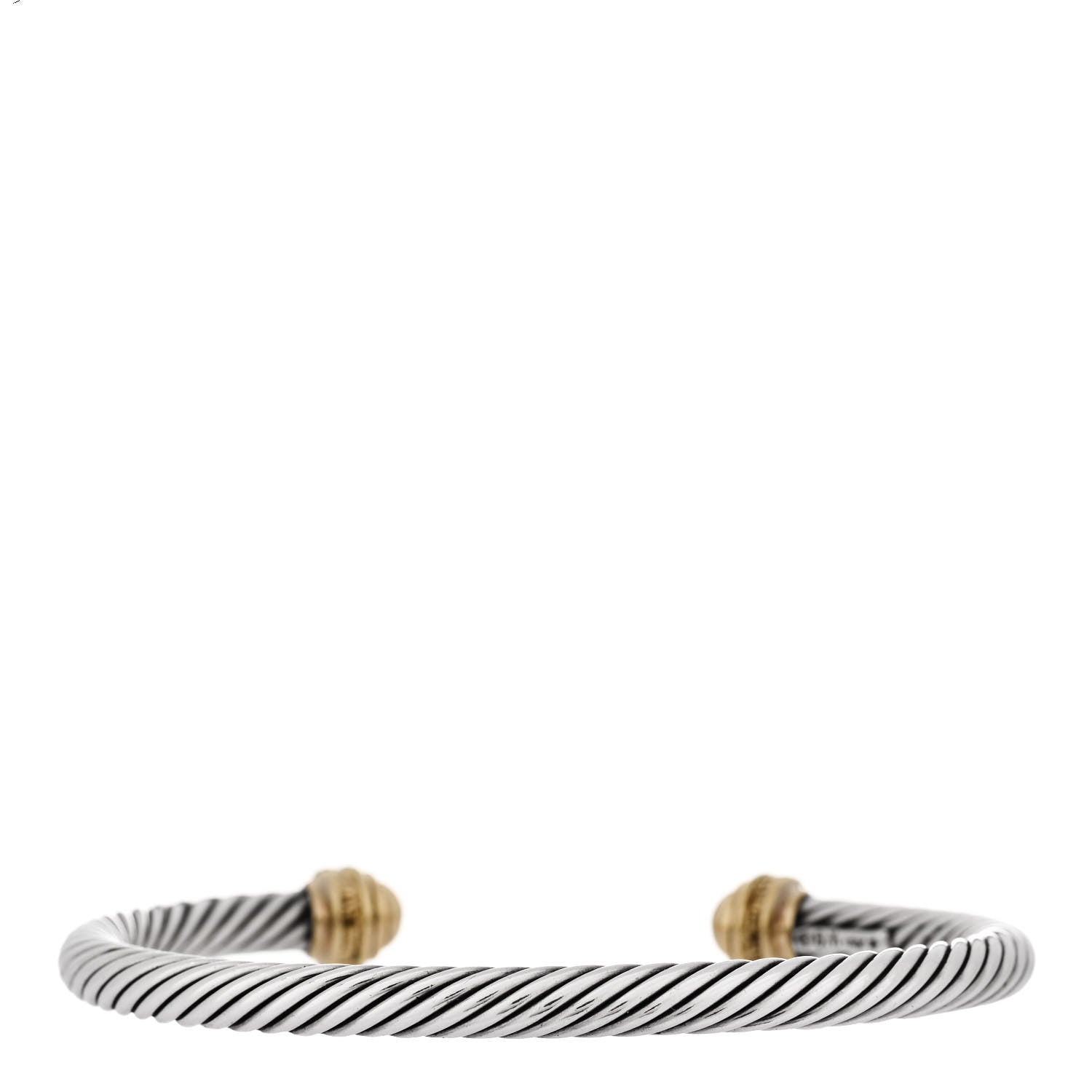 David Yurman Sterling Silver 18K Yellow Gold Diamond 5mm Cable Classics Bracelet 2 of 3