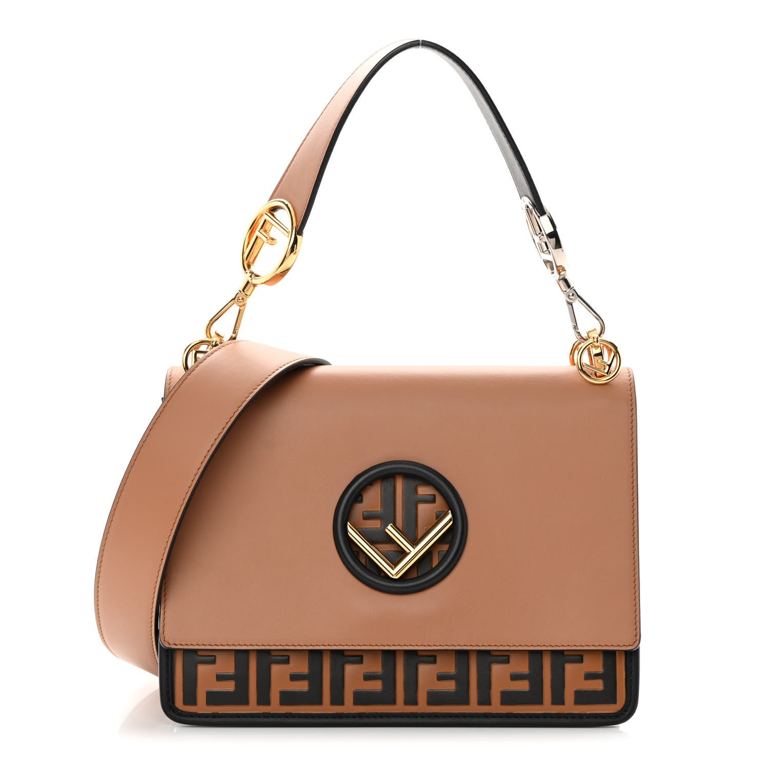 Fendi Vitello Century F is Fendi FF Embossed Kan I Shoulder Bag Orzo Tobacco 1 of 17