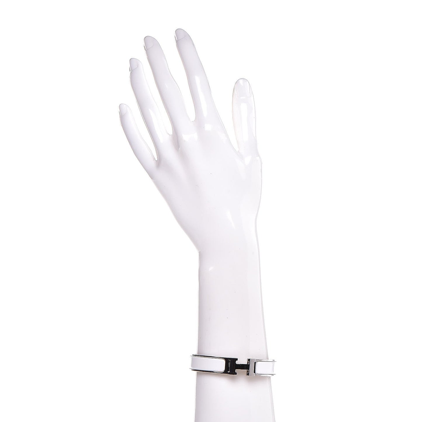Enamel Narrow Clic Clac H Bracelet PM White