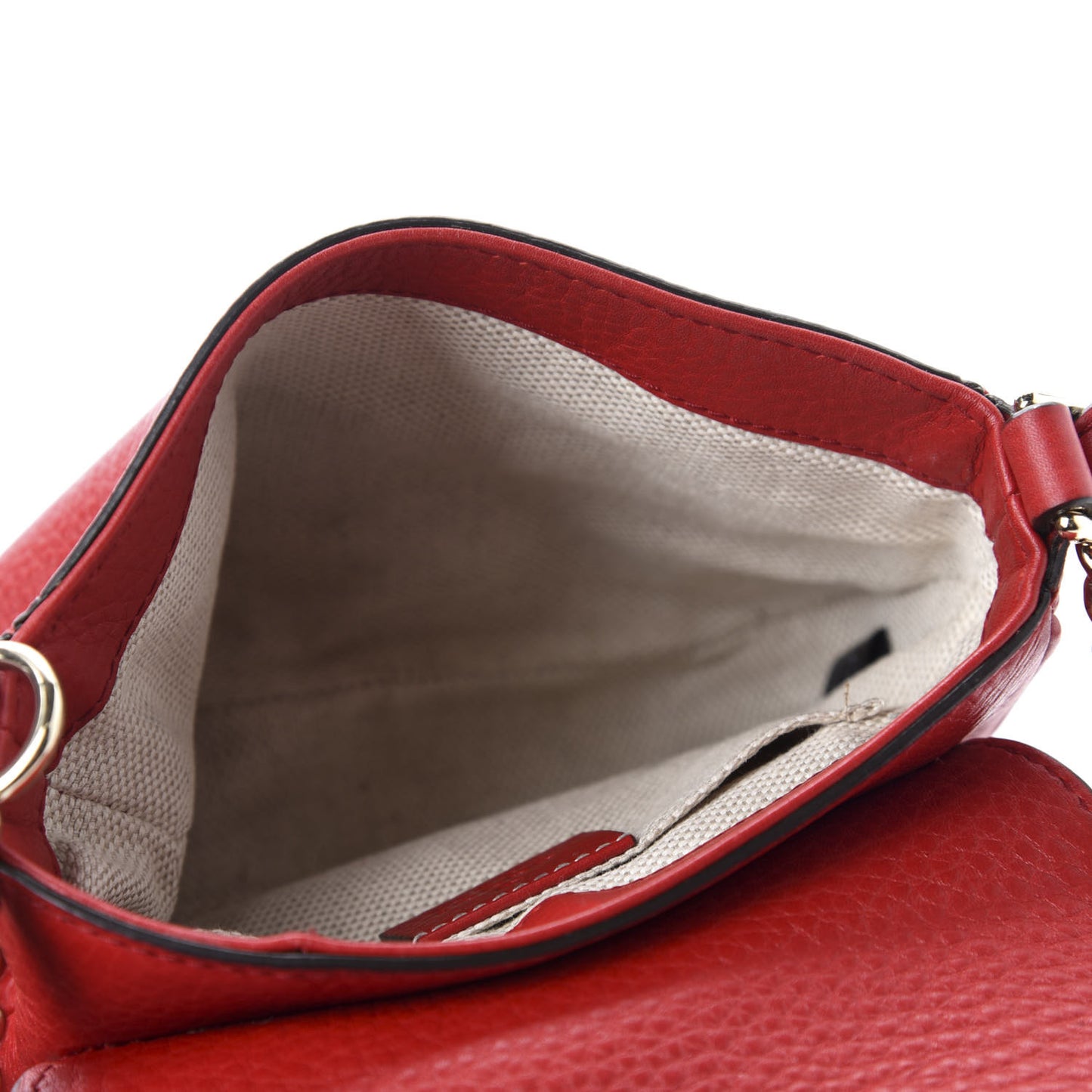 Pebbled Calfskin Small Soho Flap Crossbody Red