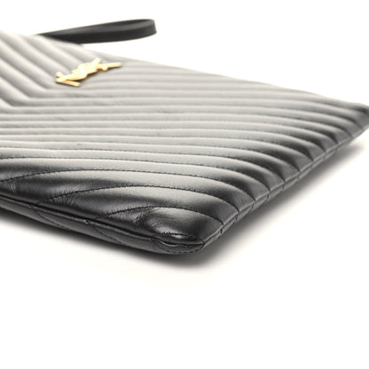 Saint Laurent Calfskin Matelasse Chevron Monogram Document Holder Black 9 of 9