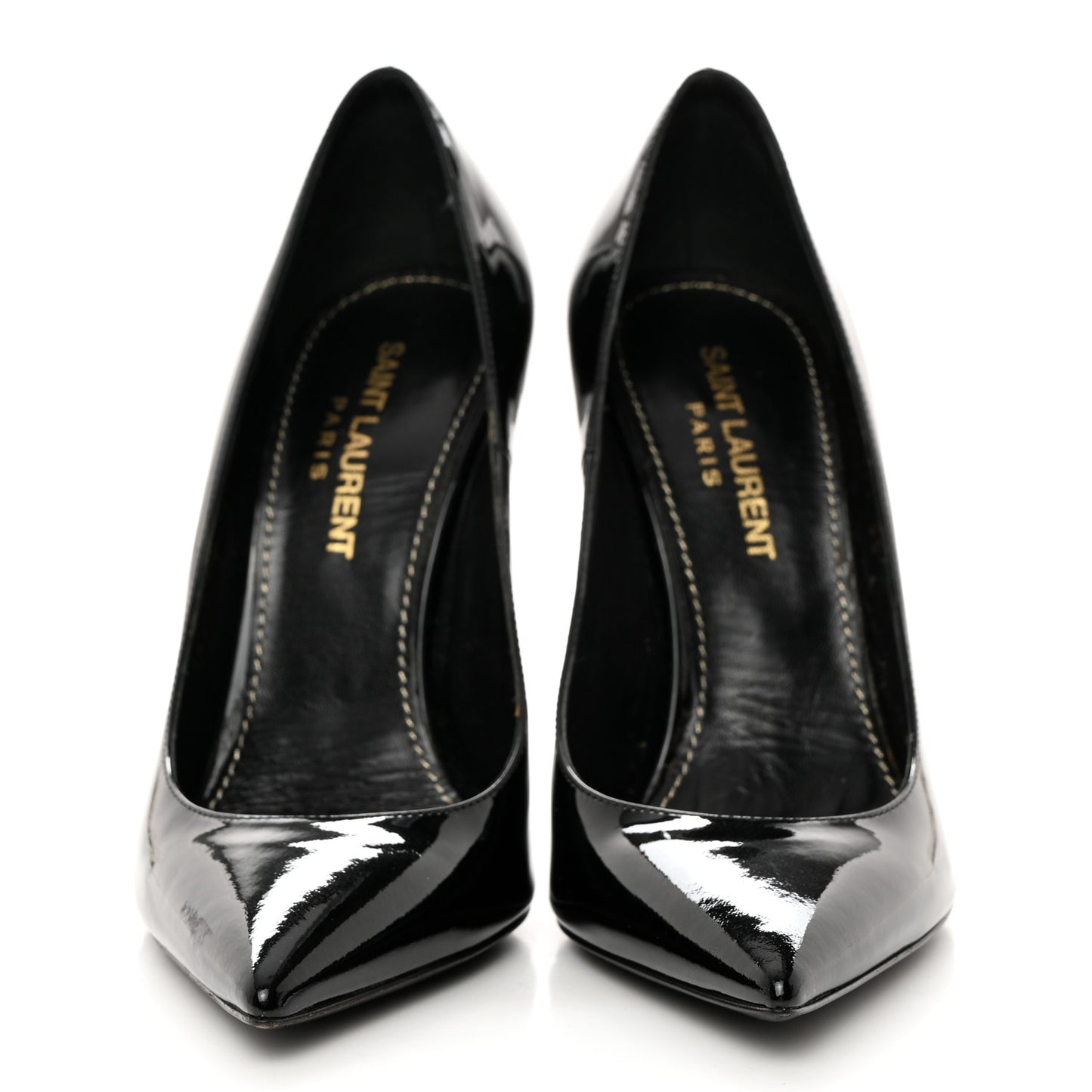 SAINT LAURENT Patent Calfskin Opyum 110 Sandals 35 Black