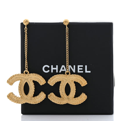 Chanel CC Drop Earrings Matte Gold 5 of 5