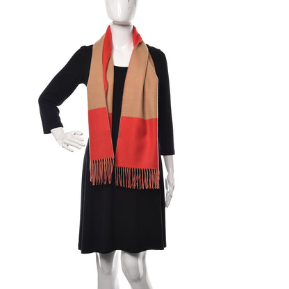 Hermes Cashmere Fringe Stole Camel Rouge Casaque 2 of 5