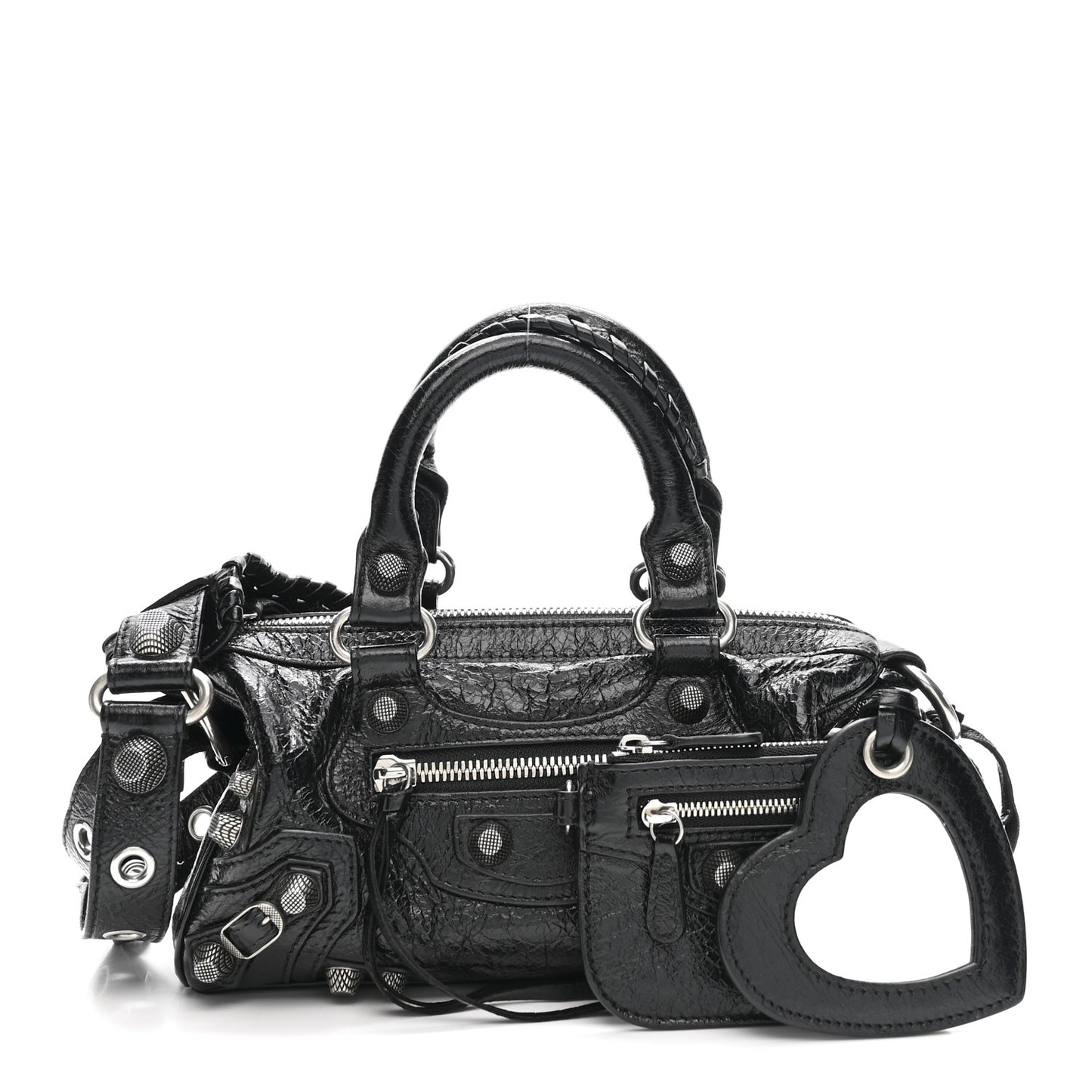 Agneau Arena Mini Le Cagole Duffle Crossbody Bag Black