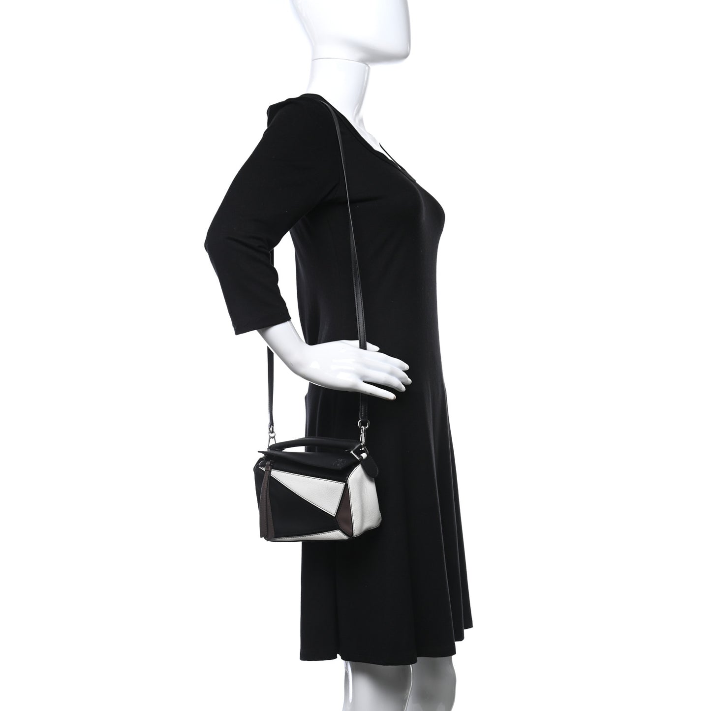 Calfskin Mini Puzzle Bag Black Taupe
