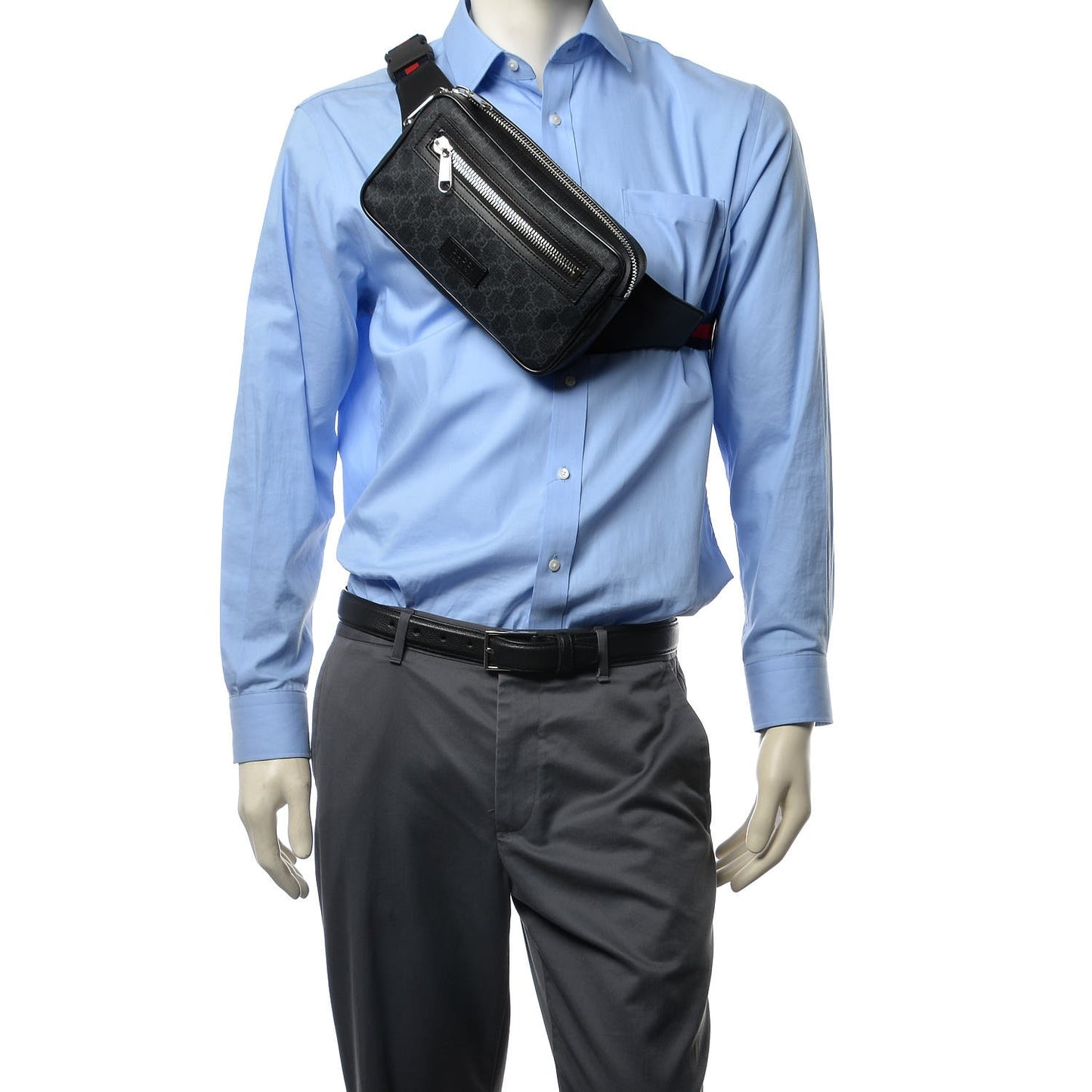 Soft GG Supreme Monogram Web Belt Bag Black Grey