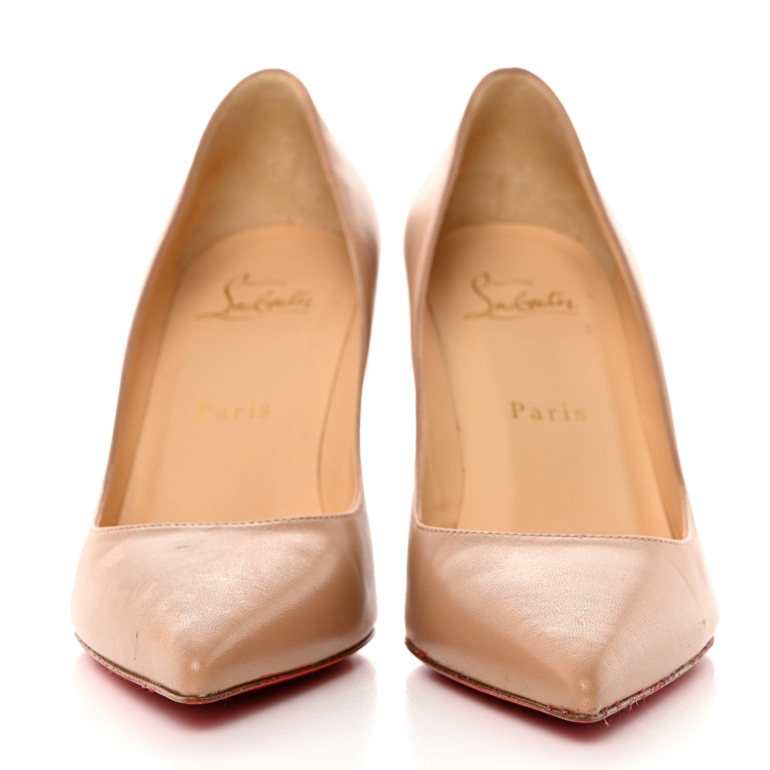 Christian Louboutin Shiny Nappa Apostrophy 85 Pumps 37 Nude 2 of 9