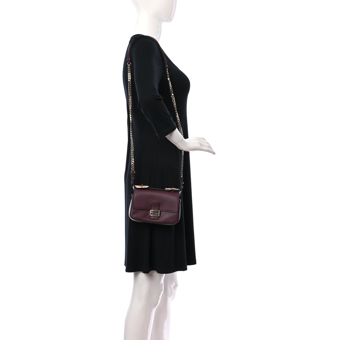 Vitello Dolce Flowerland Bi-Color Studded Micro Double Baguette Bordeaux White Ice