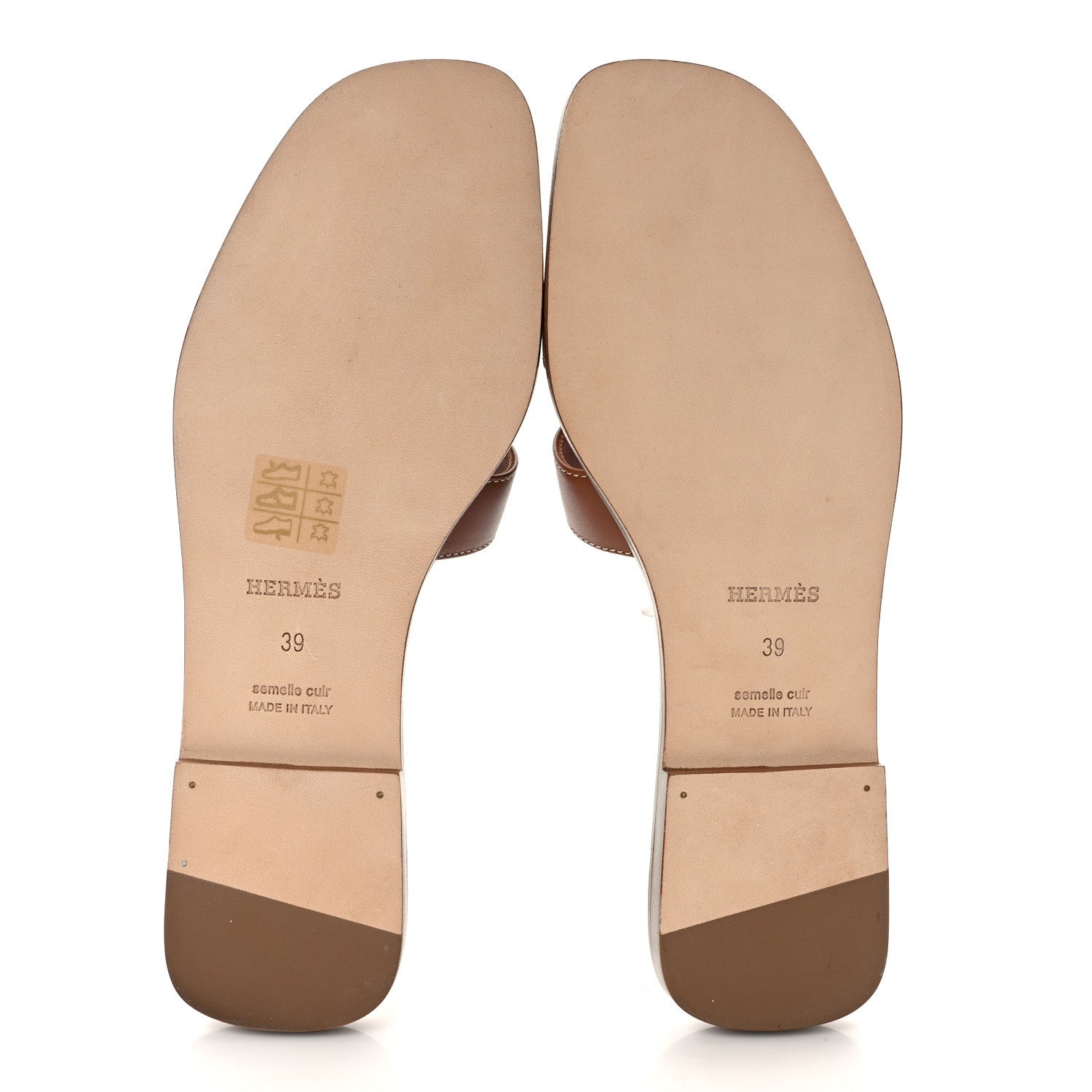 Hermes Box Calfskin Oran Sandals 39 Gold 5 of 11
