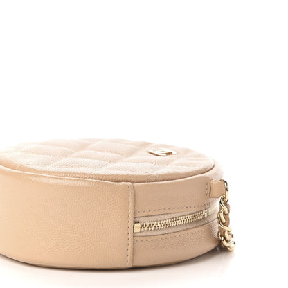 Chanel Caviar Quilted Round Clutch With Chain Beige 10 of 12