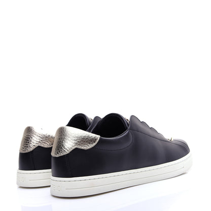 Fendi Vitello Lurex Rockoclick Slip On Sneakers 38.5 Black Gold 3 of 14