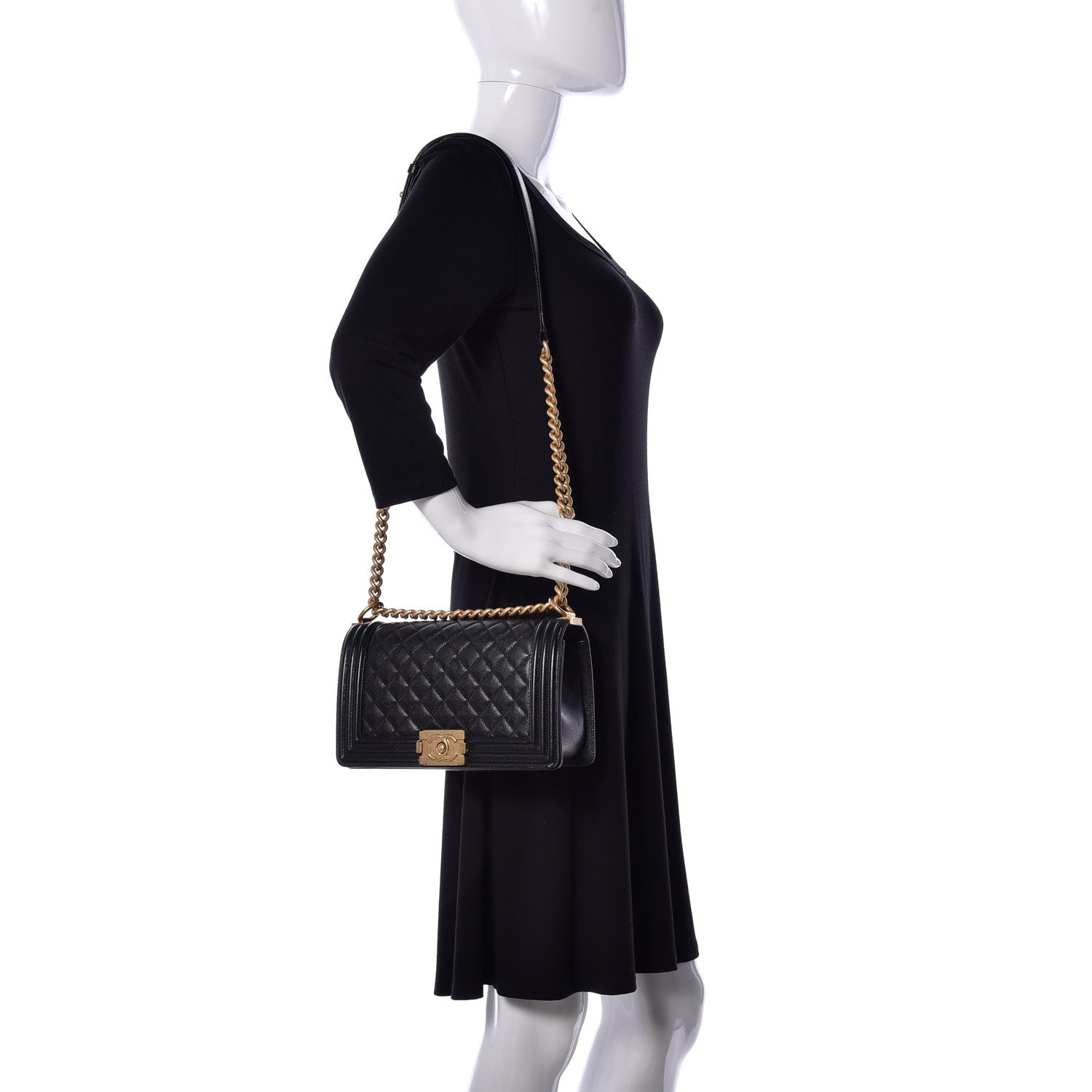 Chanel Caviar Quilted Medium Boy Flap Black 2 of 9