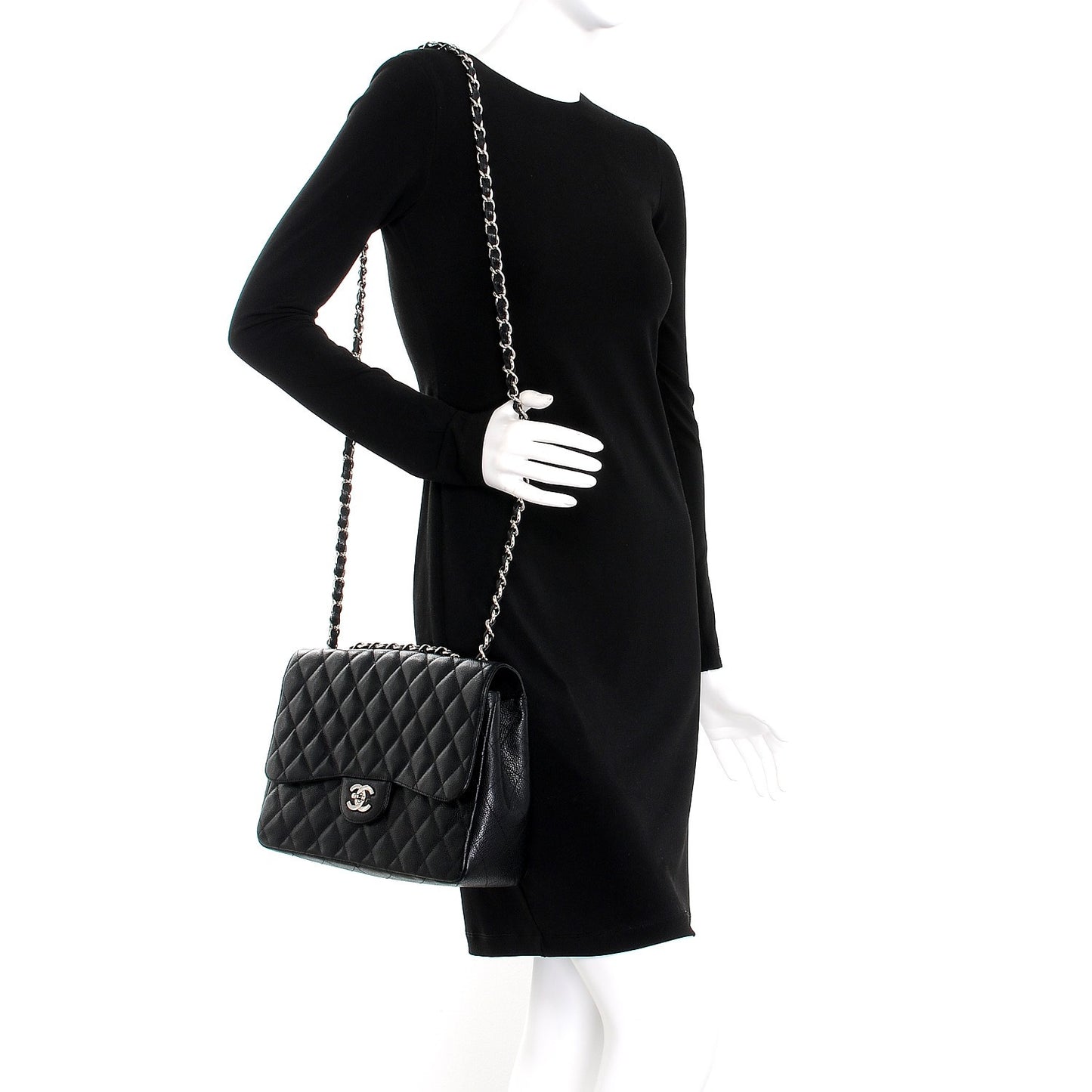 Caviar Quilted Jumbo Single Flap Black