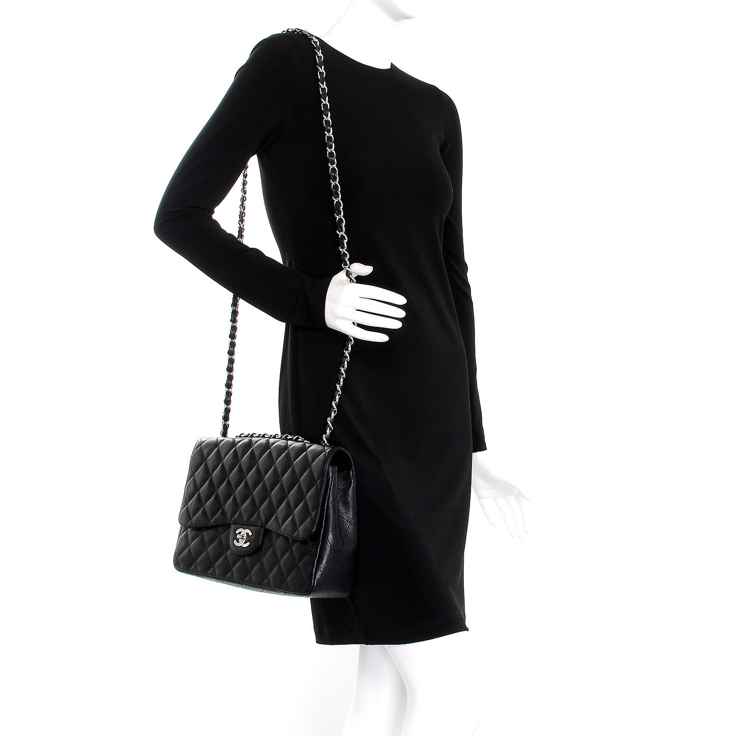 Chanel Caviar Quilted Jumbo Single Flap Black 2 of 10