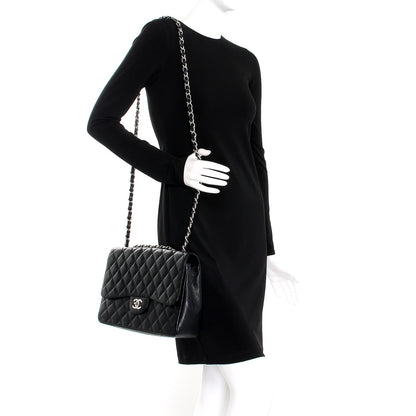 Chanel Caviar Quilted Jumbo Single Flap Black 2 of 10