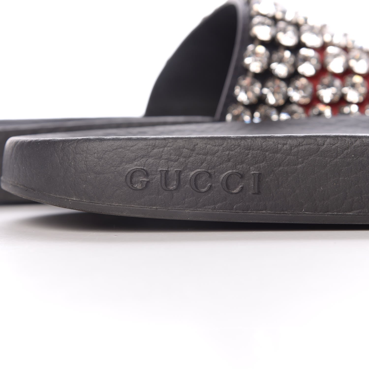 Gucci Calfskin Crystal Embellished Web Slide Sandals 39 Blue Red 6 of 15