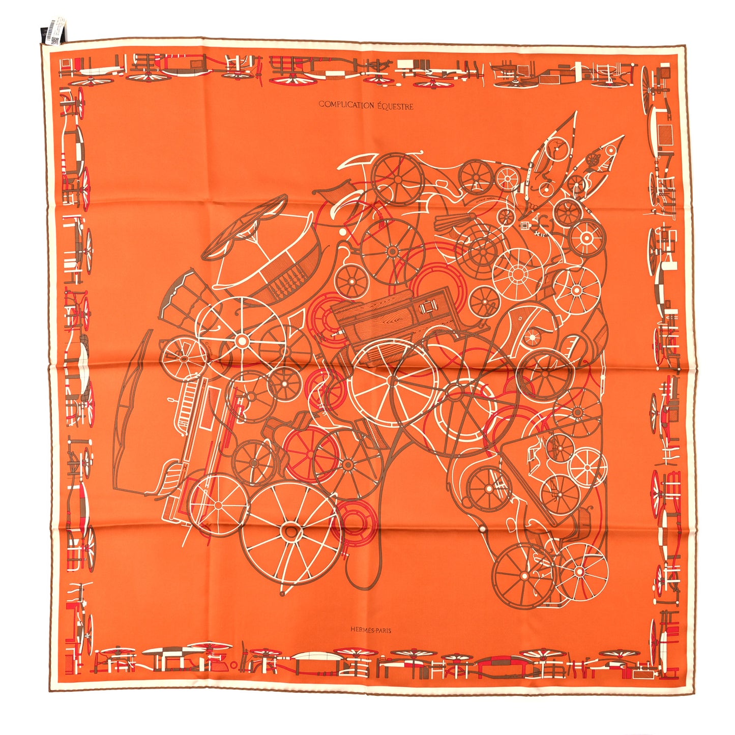 Silk Complication Equestre Scarf 90 Potiron White Caramel