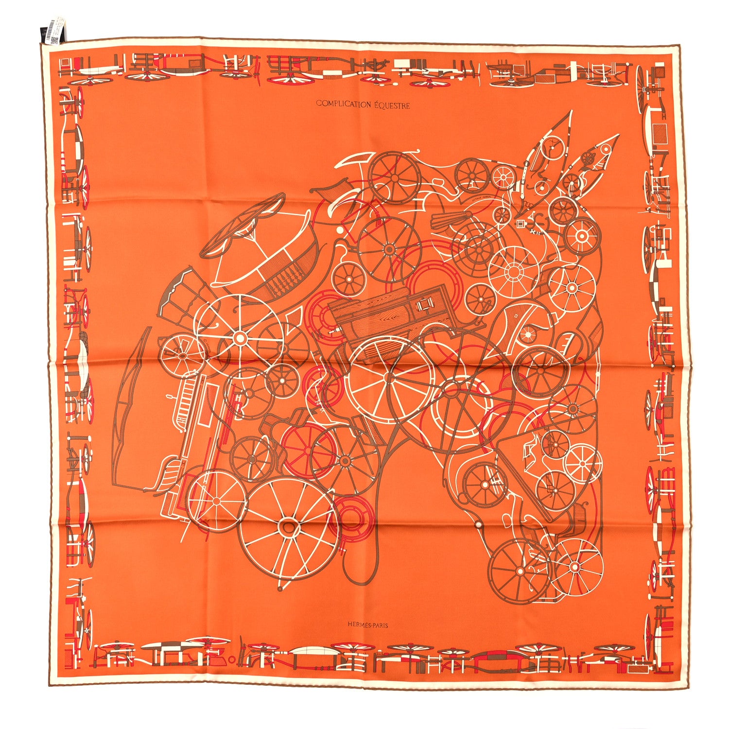 Hermes Silk Complication Equestre Scarf 90 Potiron White Caramel 1 of 4