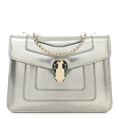 Bulgari Metallic Calfskin Small Serpenti Forever Snake Strap Crossbody Bag Silver 1 of 11