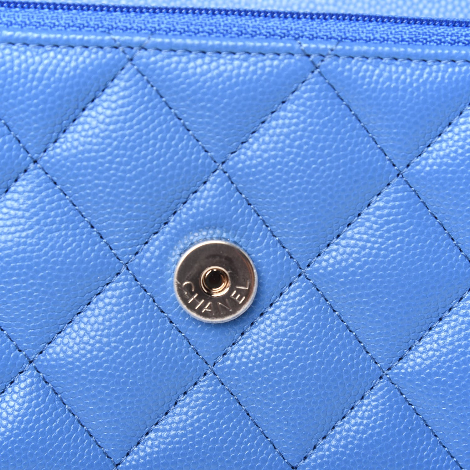 Chanel Caviar Quilted Mini Wallet On Chain WOC Blue 10 of 14