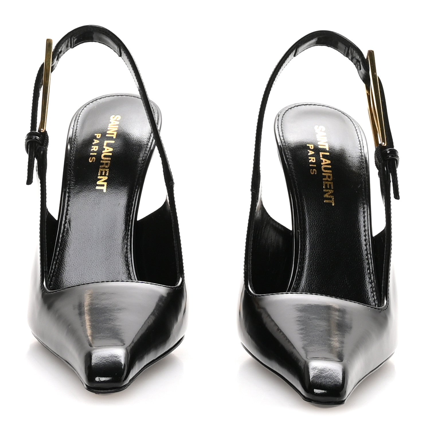 Saint Laurent Glazed Calfskin Lee Slingback Pumps 35 Black 3 of 10