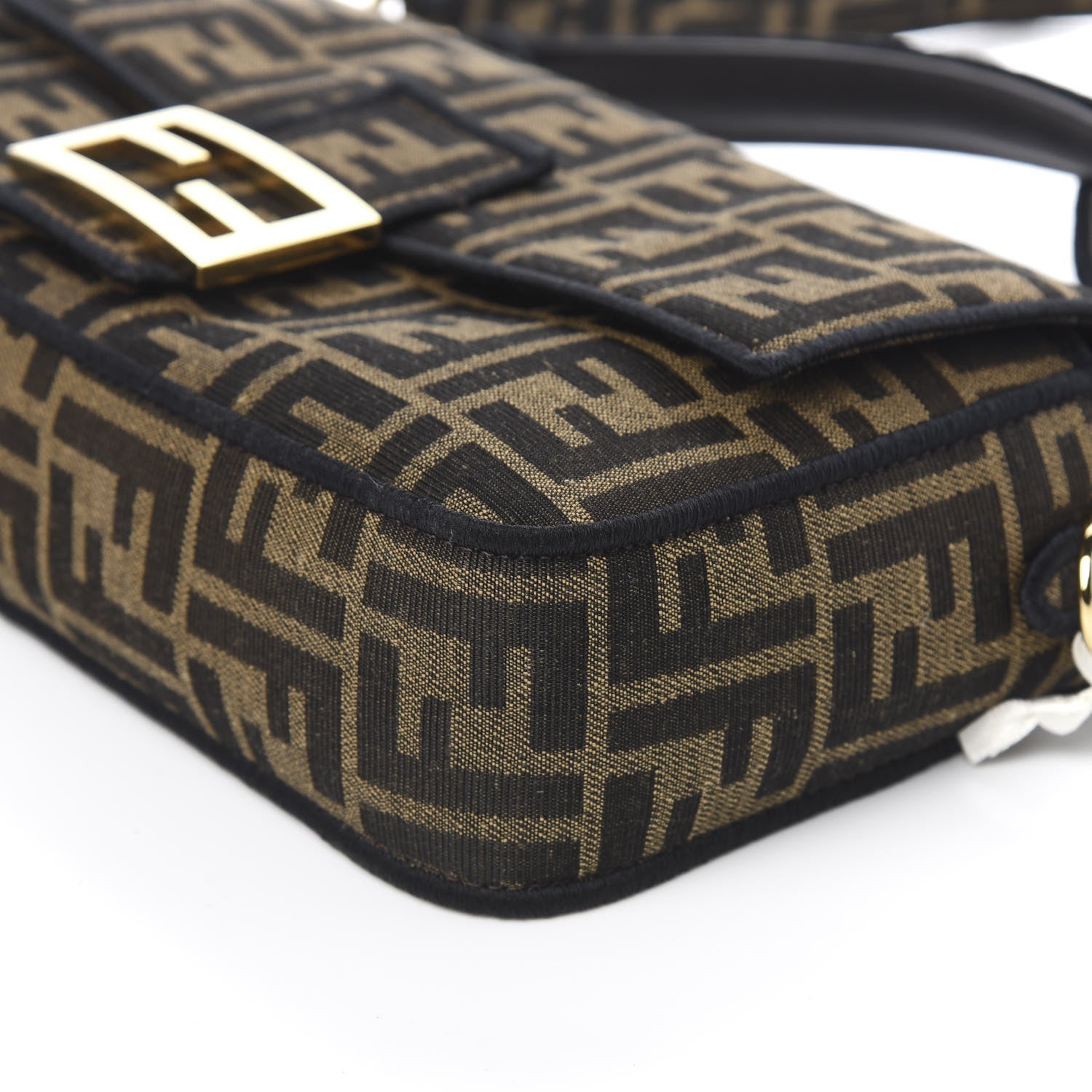 Fendi Fabric Jacquard FF 1974 Medium Baguette Tobacco Moro Black 10 of 11