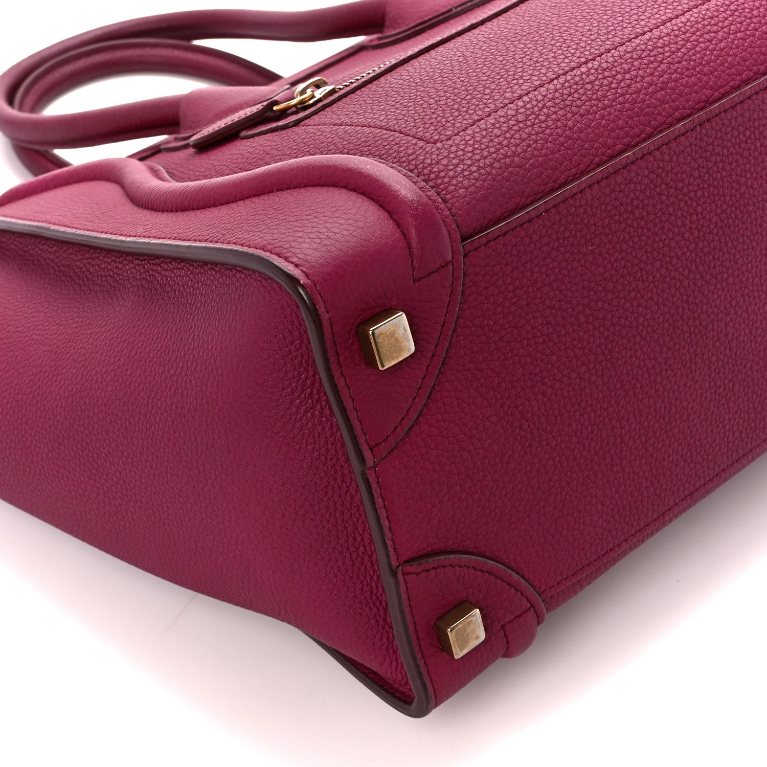 Celine Drummed Calfskin Micro Luggage Plum 10 of 12