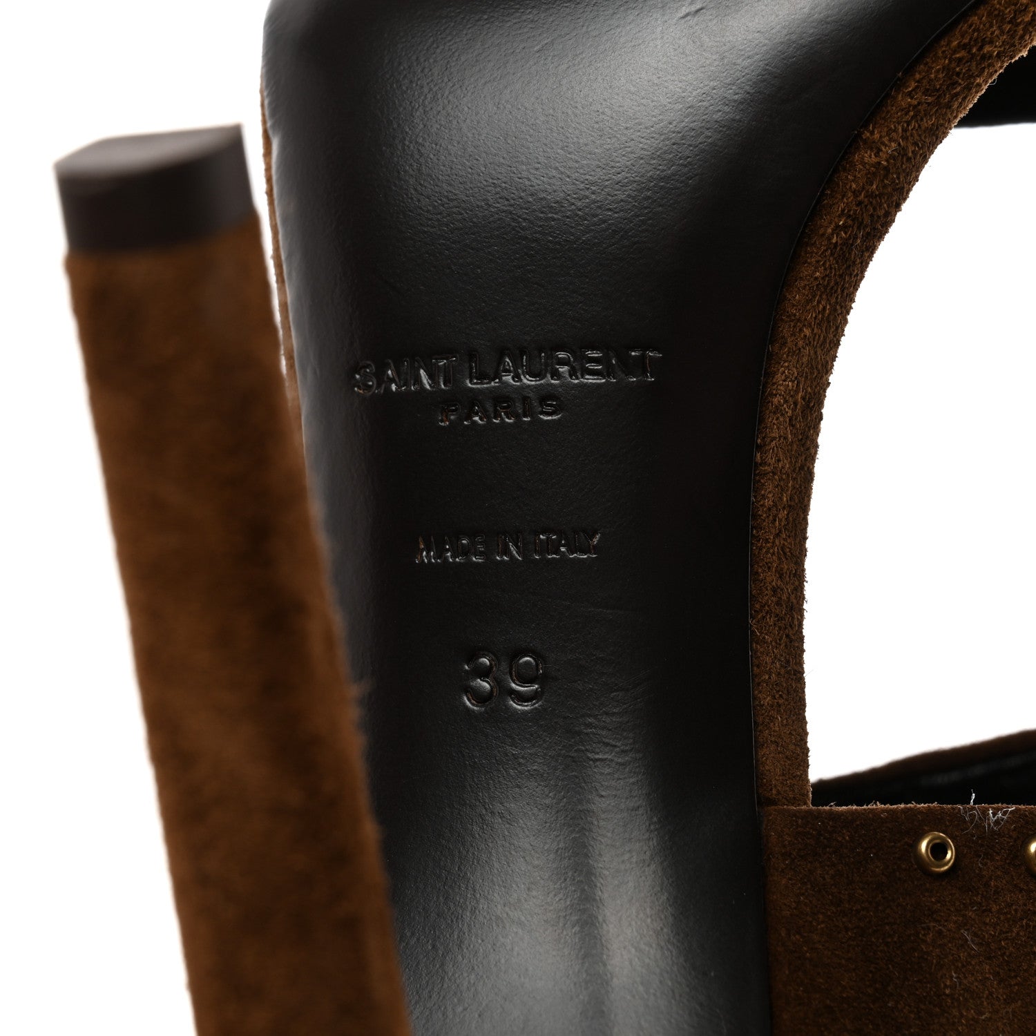 Saint Laurent Suede Mica Stud Mule Sandals 39 Brown 8 of 8