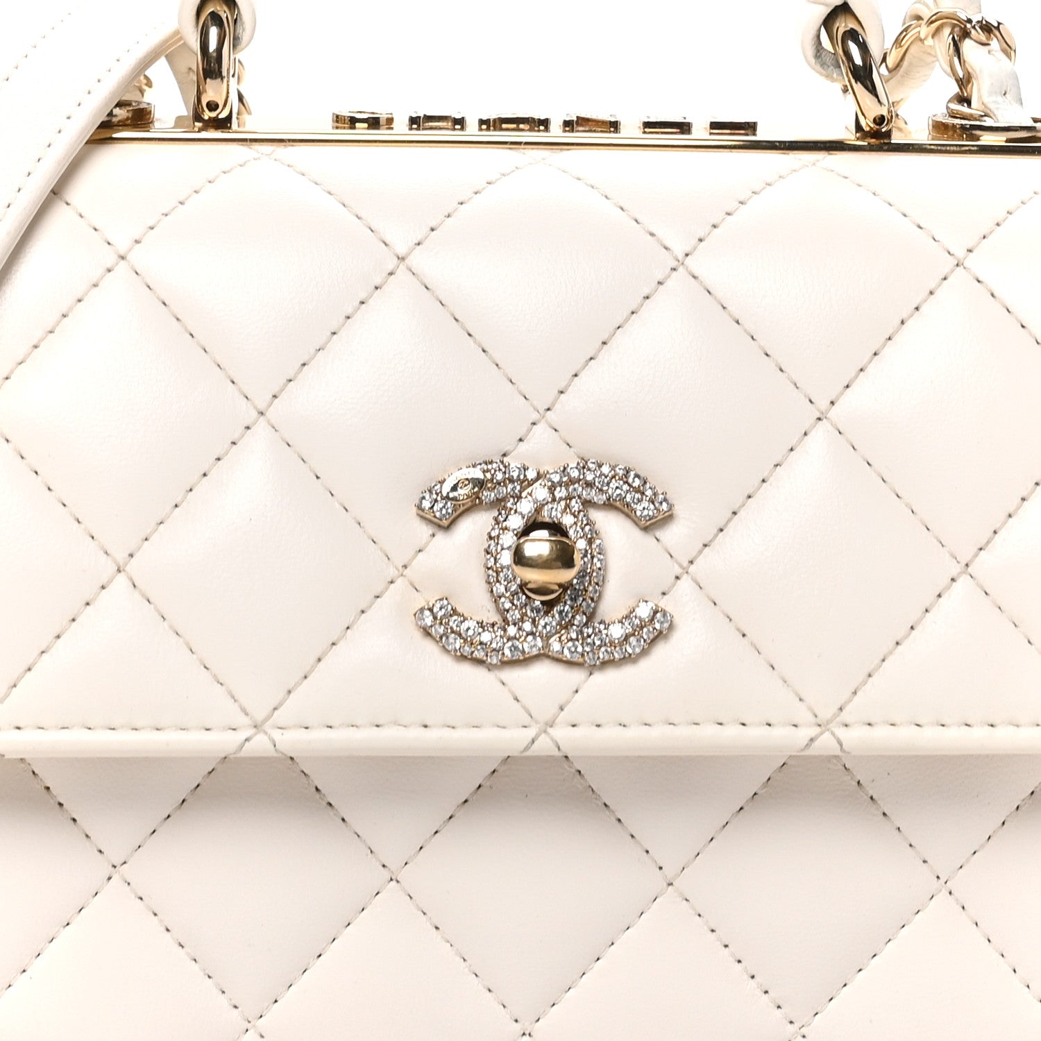 Chanel Lambskin Crystal Quilted Mini Trendy CC Dual Handle Flap Bag White 8 of 10