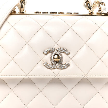 Chanel Lambskin Crystal Quilted Mini Trendy CC Dual Handle Flap Bag White 8 of 10