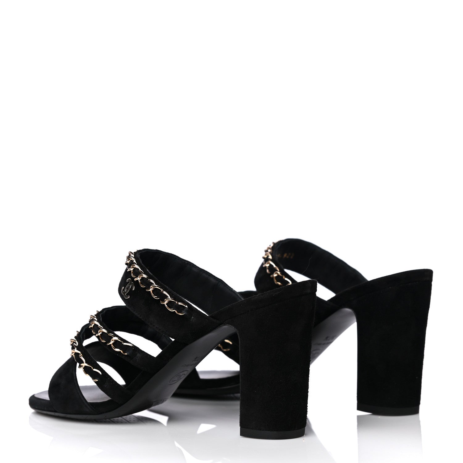 Chanel Velvet Chain CC Mule Sandals 37.5 Black 3 of 7