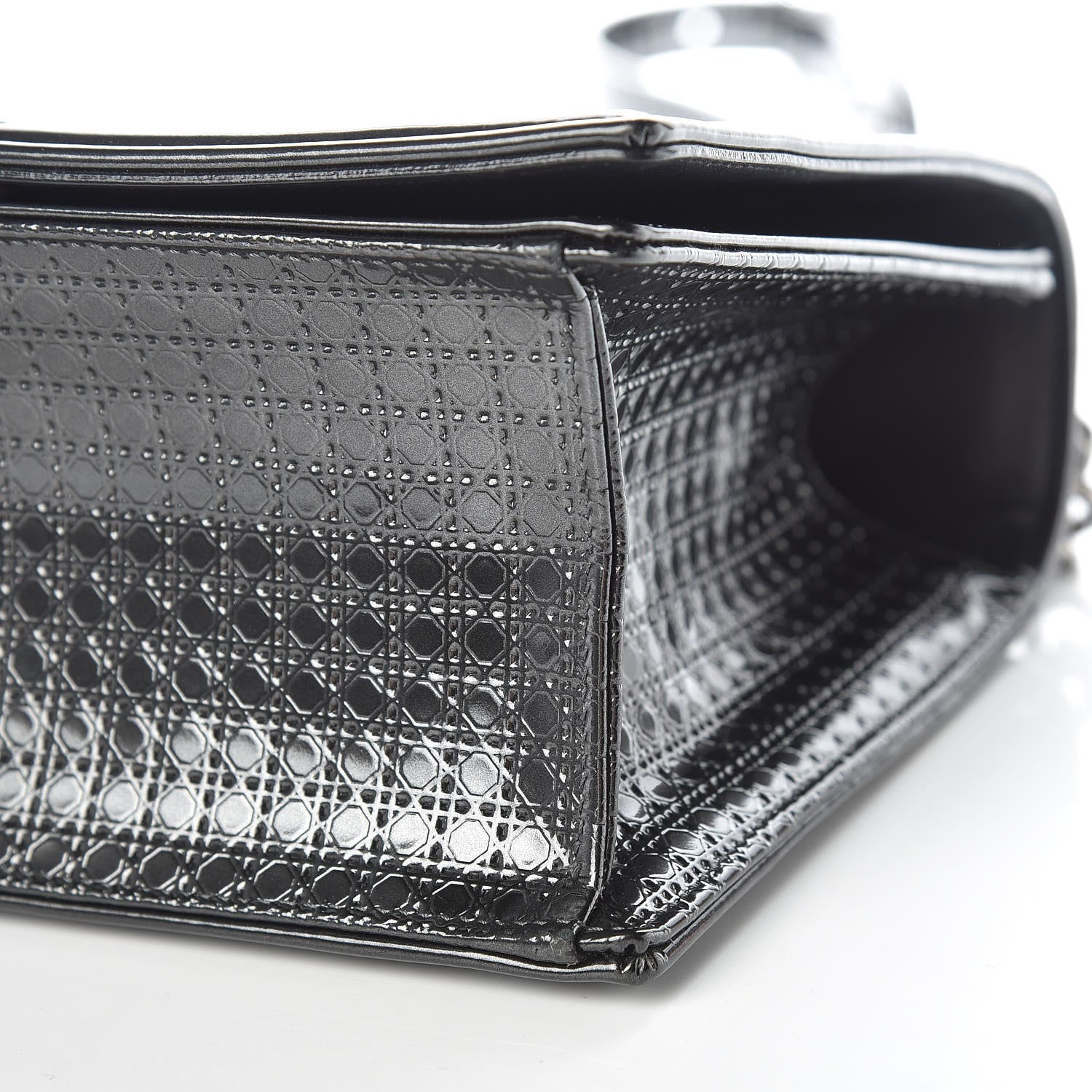 Christian Dior Metallic Patent Micro-Cannage Medium Diorama Flap Bag Graphite 13 of 14