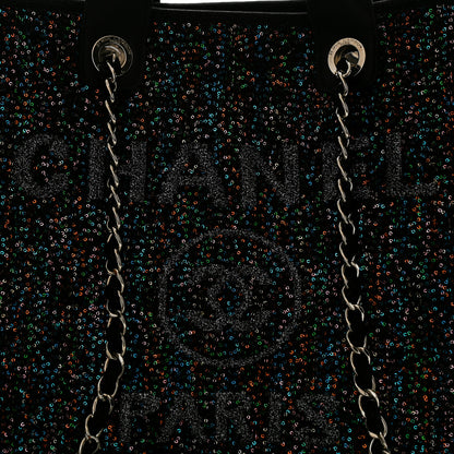 Chanel Calfskin Sequin Medium Deauville Tote Black 8 of 10
