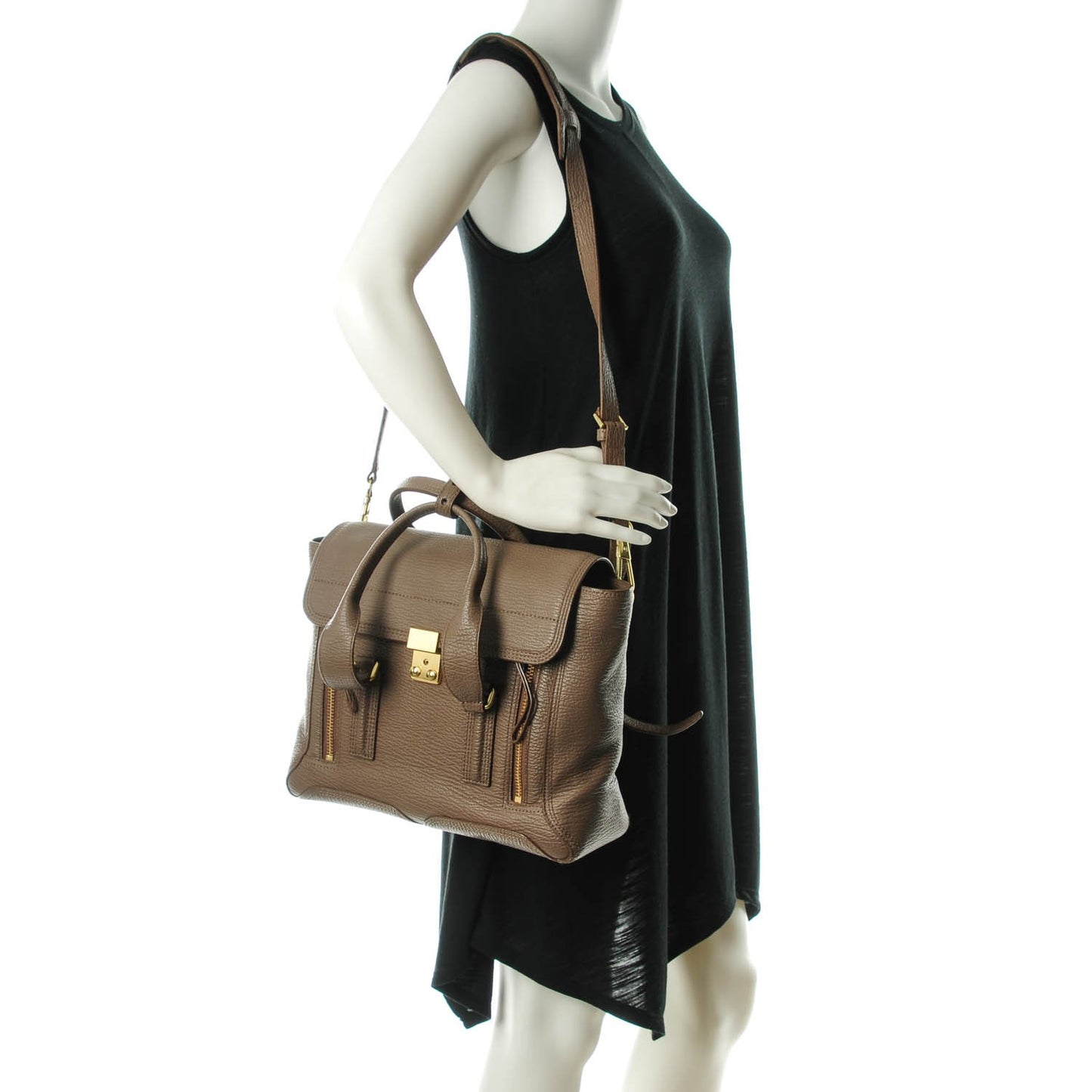 3.1 Textured Calfskin Medium Pashli Satchel Taupe