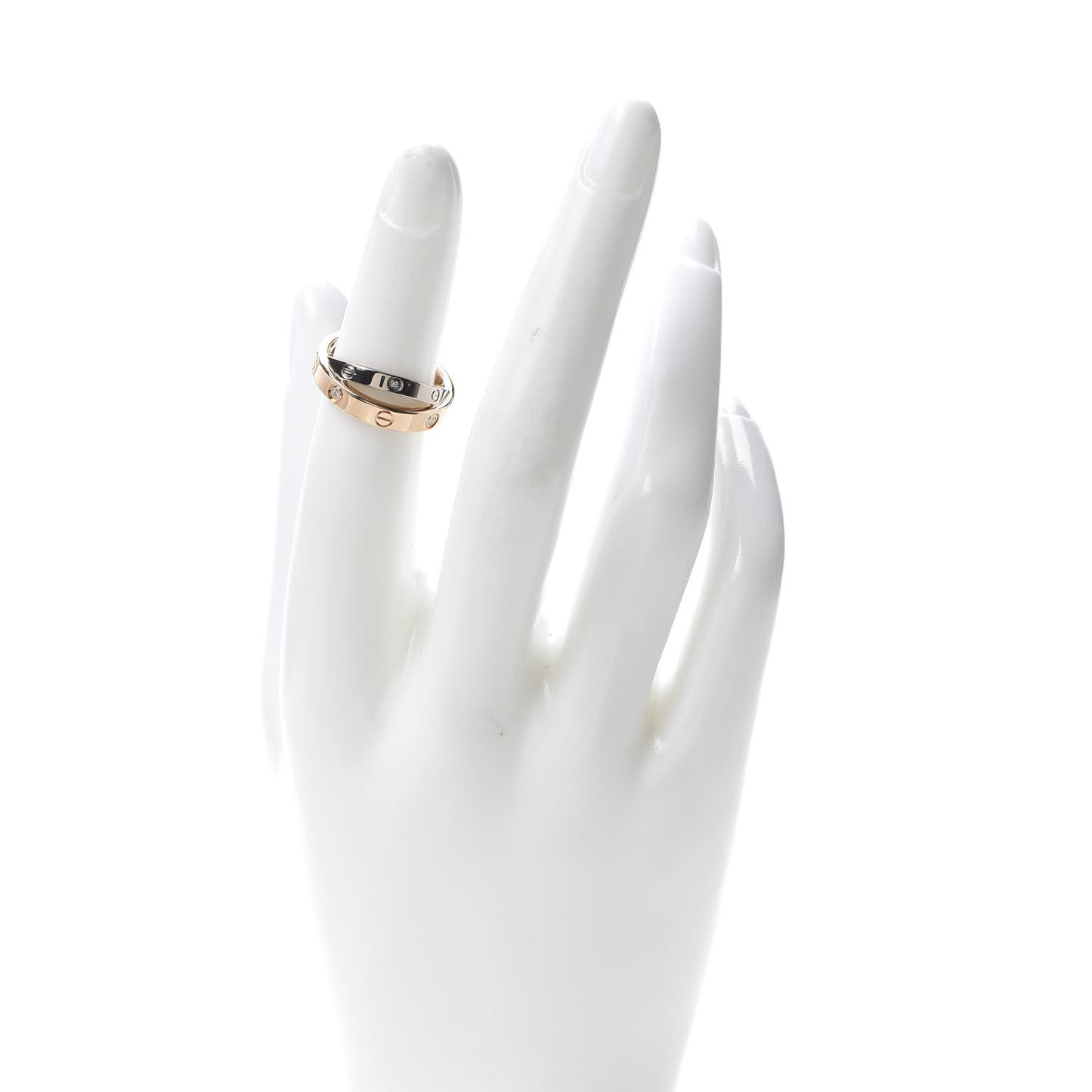 18K Pink White Gold 6 Diamonds LOVE Ring 48 4.5