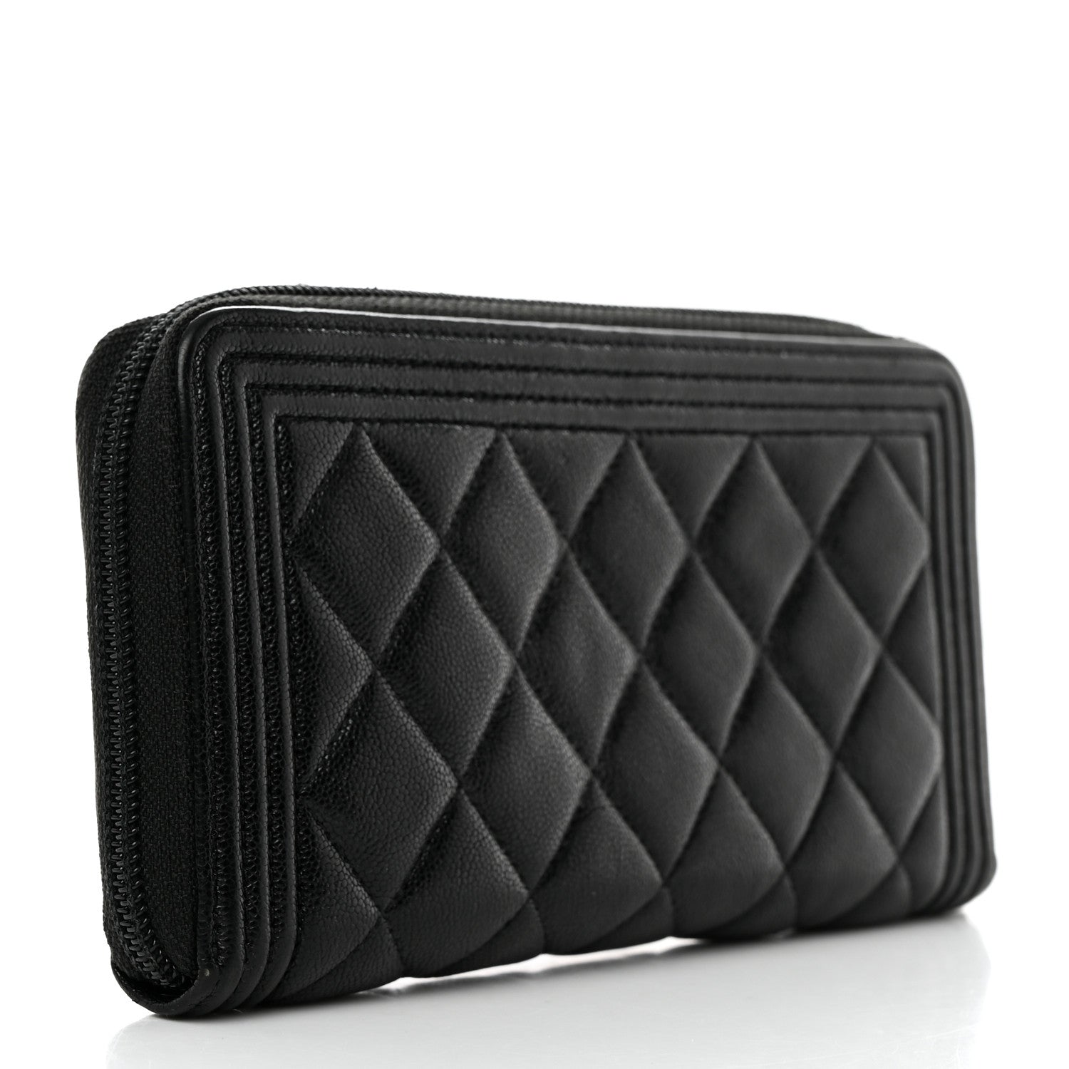 Chanel Caviar Quilted Boy Long Zip Around Wallet Black 3 of 8