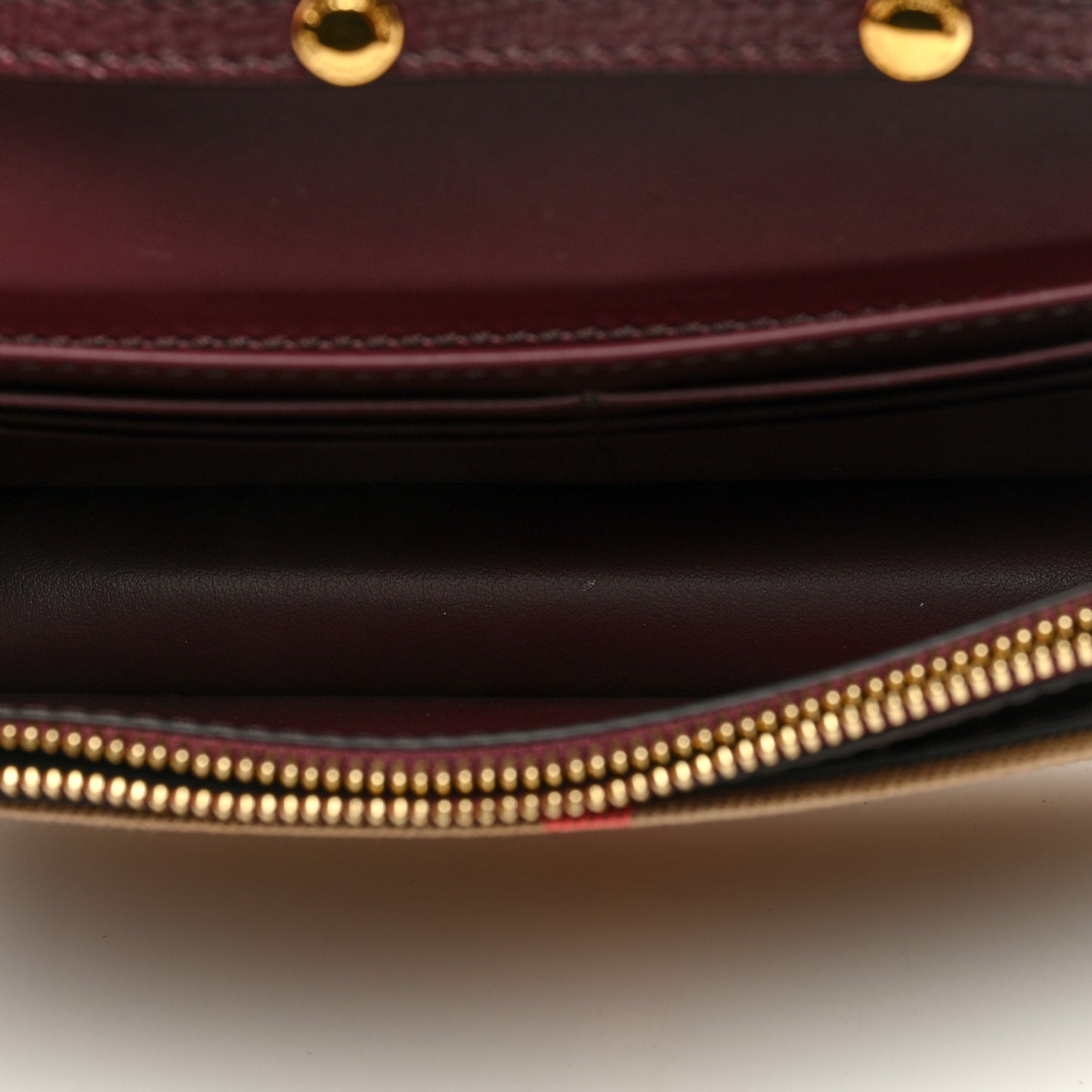 Grained Calfskin House Check Tartan Mix Hampshire Wallet On Chain Burgundy