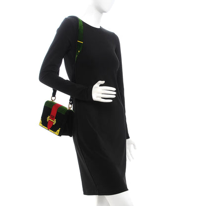 Prada Velluto Ricamo Cahier Shoulder Bag Black 2 of 7