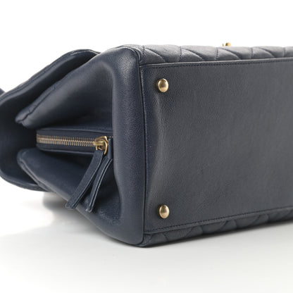 Chanel Shiny Sheepskin Quilted Large Trapezio Flap Navy 9 of 11